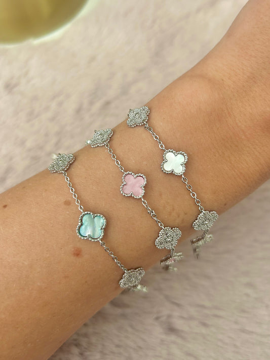Mini Kleeblatt Armband Silber