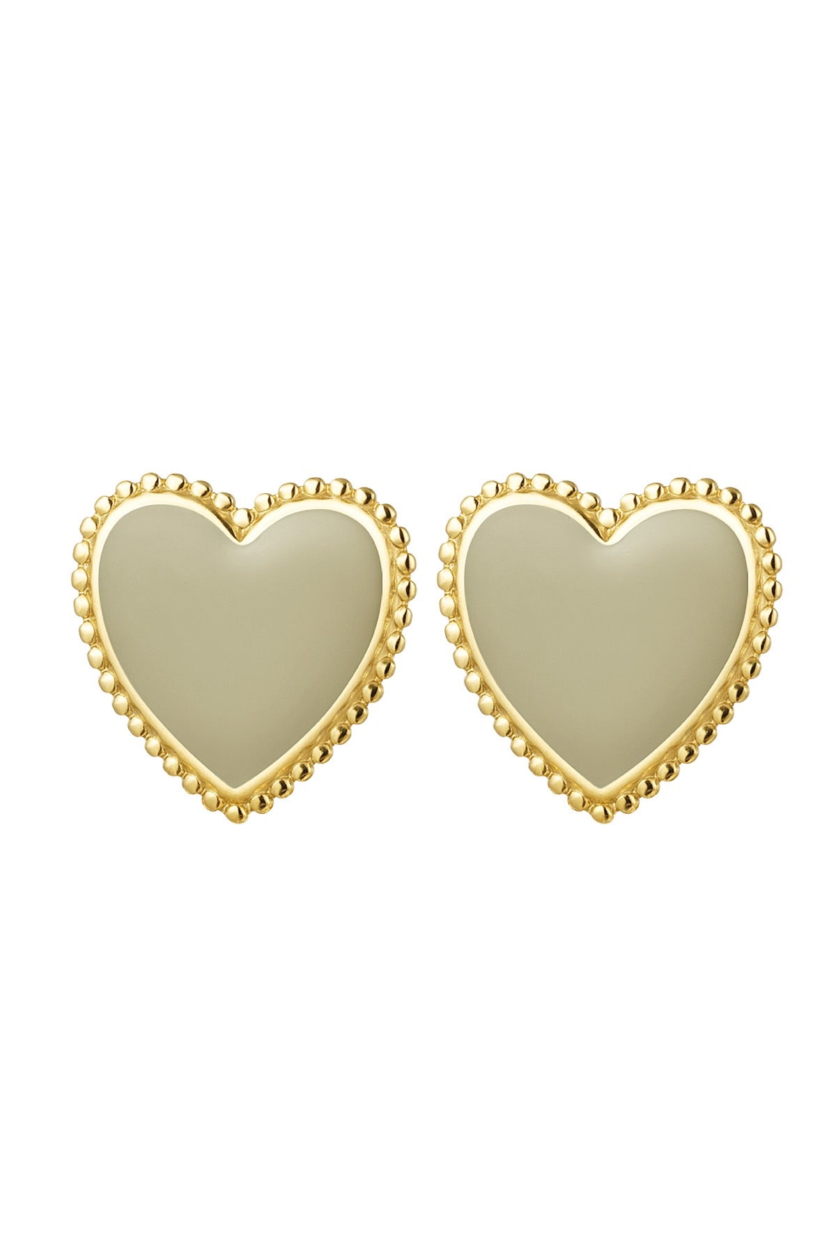 Beige Heart Earrings