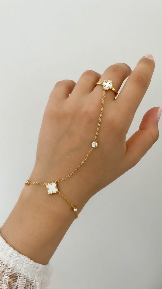 White Bracelet/Ring Combo Jewel