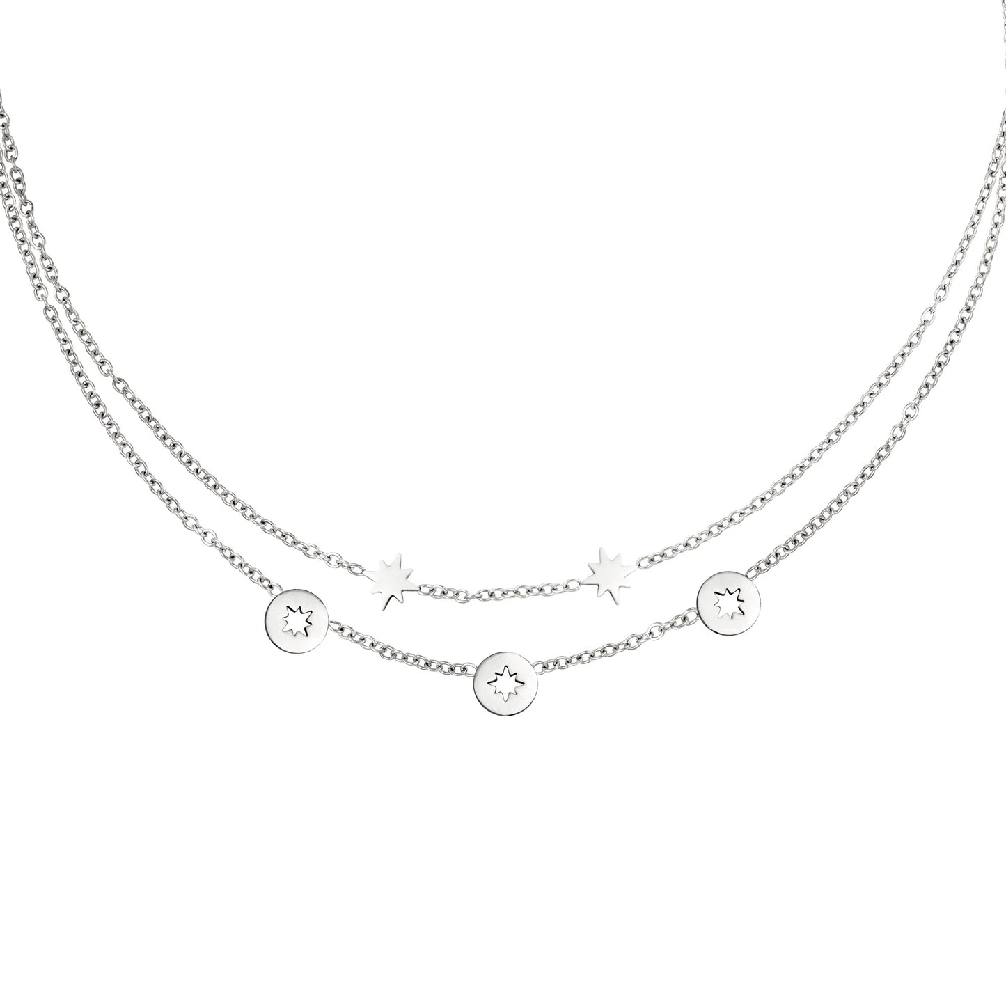Triple Stars Necklace Silver