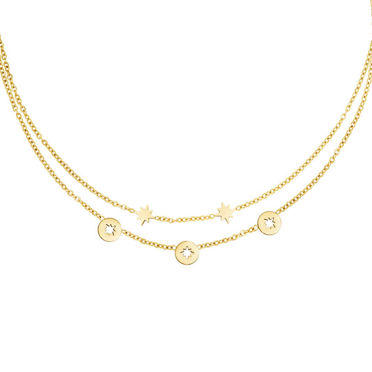 Triple Stars Necklace Gold