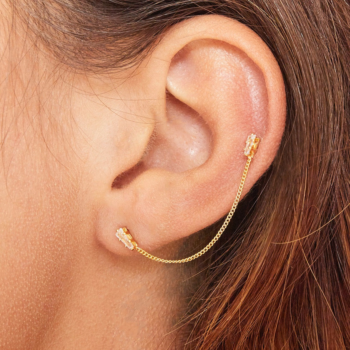 Double Diamond Earring Gold
