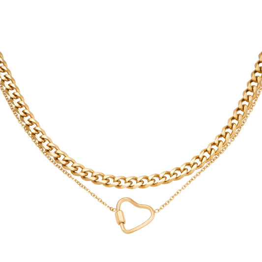 Chained Heart Necklace Gold