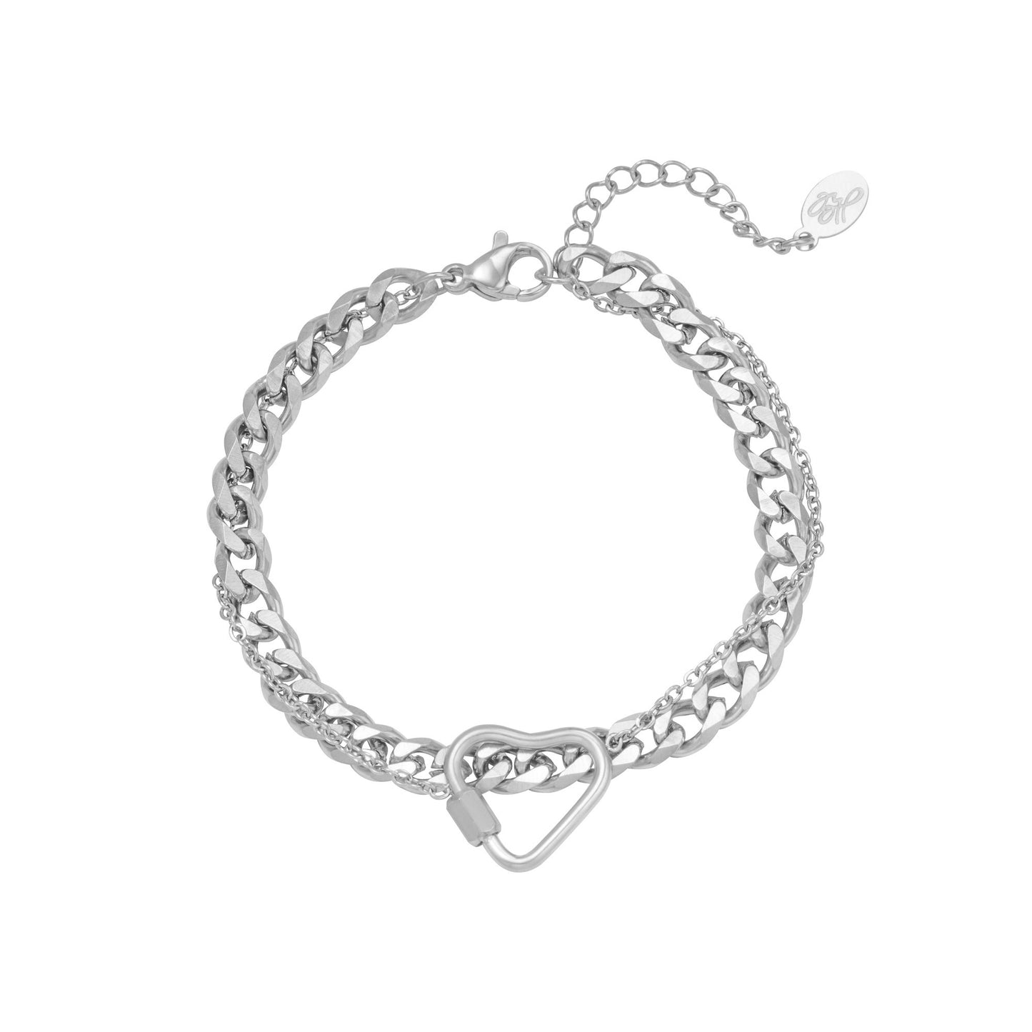 Chained Heart Bracelet Silver