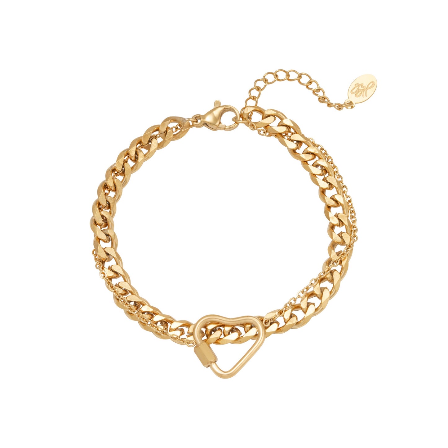 Chained Heart Bracelet Gold