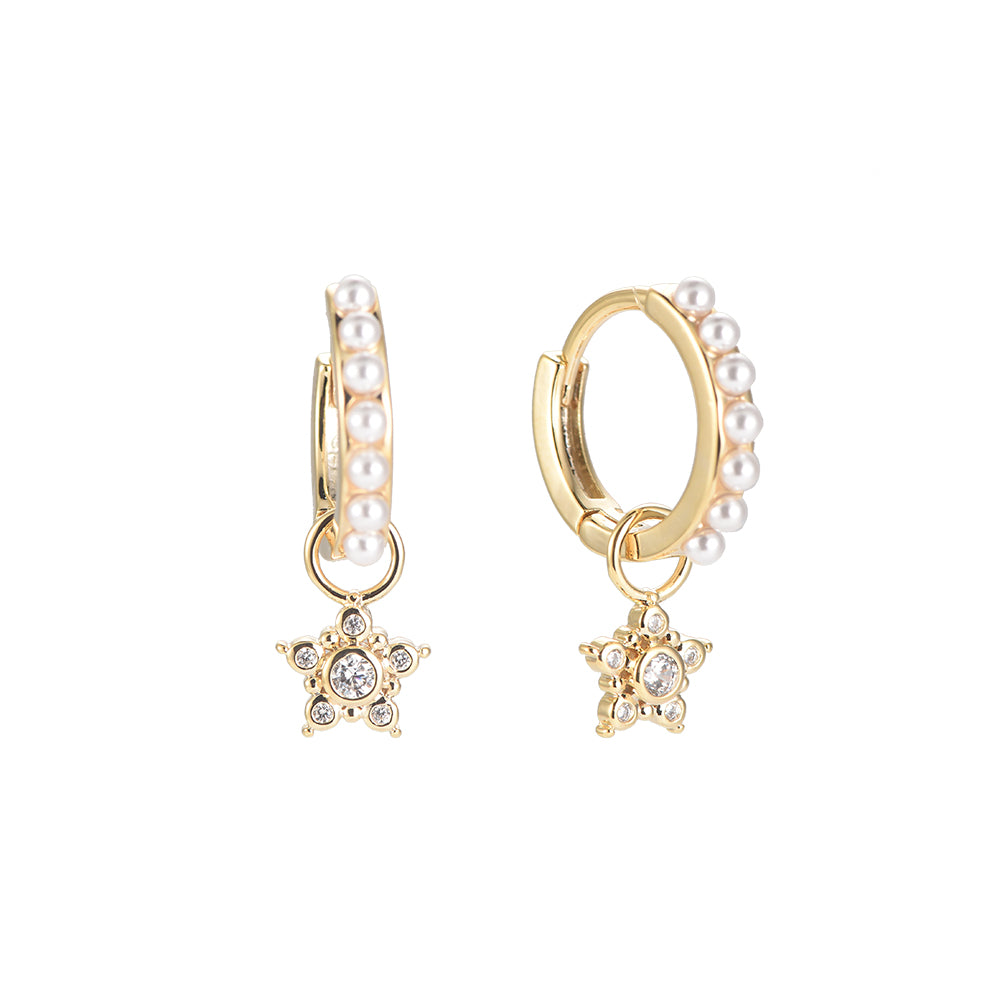 Pearl Star Earrings Gold