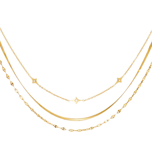 Triple Deluxe Necklace Gold