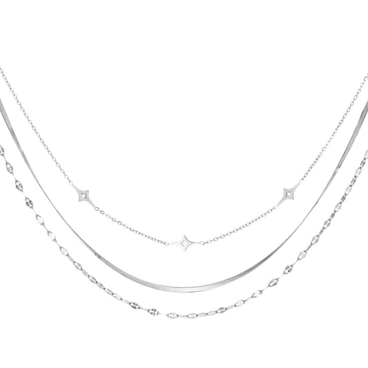 Triple Deluxe Necklace Silver