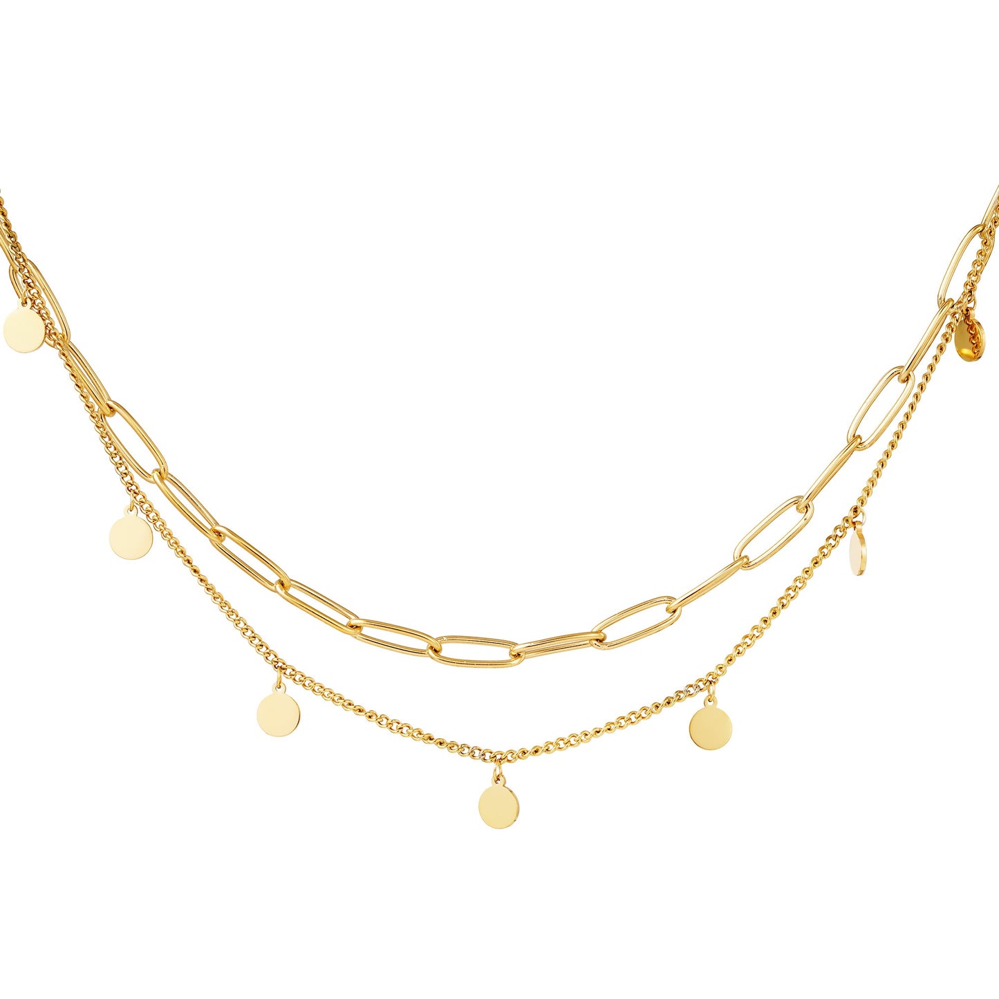 Coin & Chain Necklace Gold