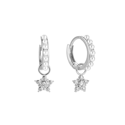 Pearl Star Earrings Silver