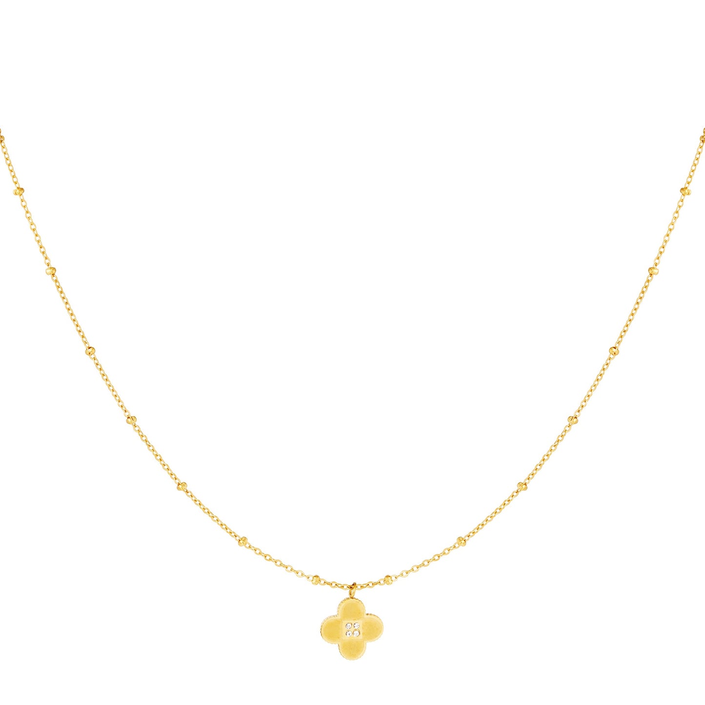 Shiny Clover Necklace Gold